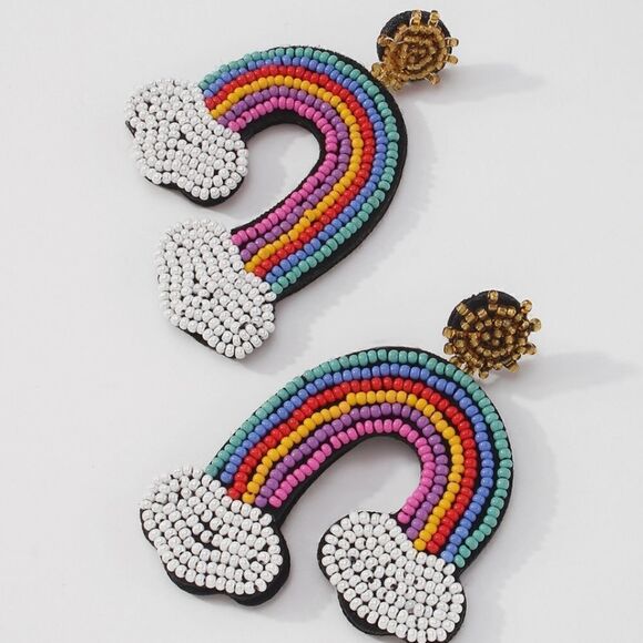 New RICEBEAD RAINBOW DANGLE EARRINGS - Picture 7 of 9